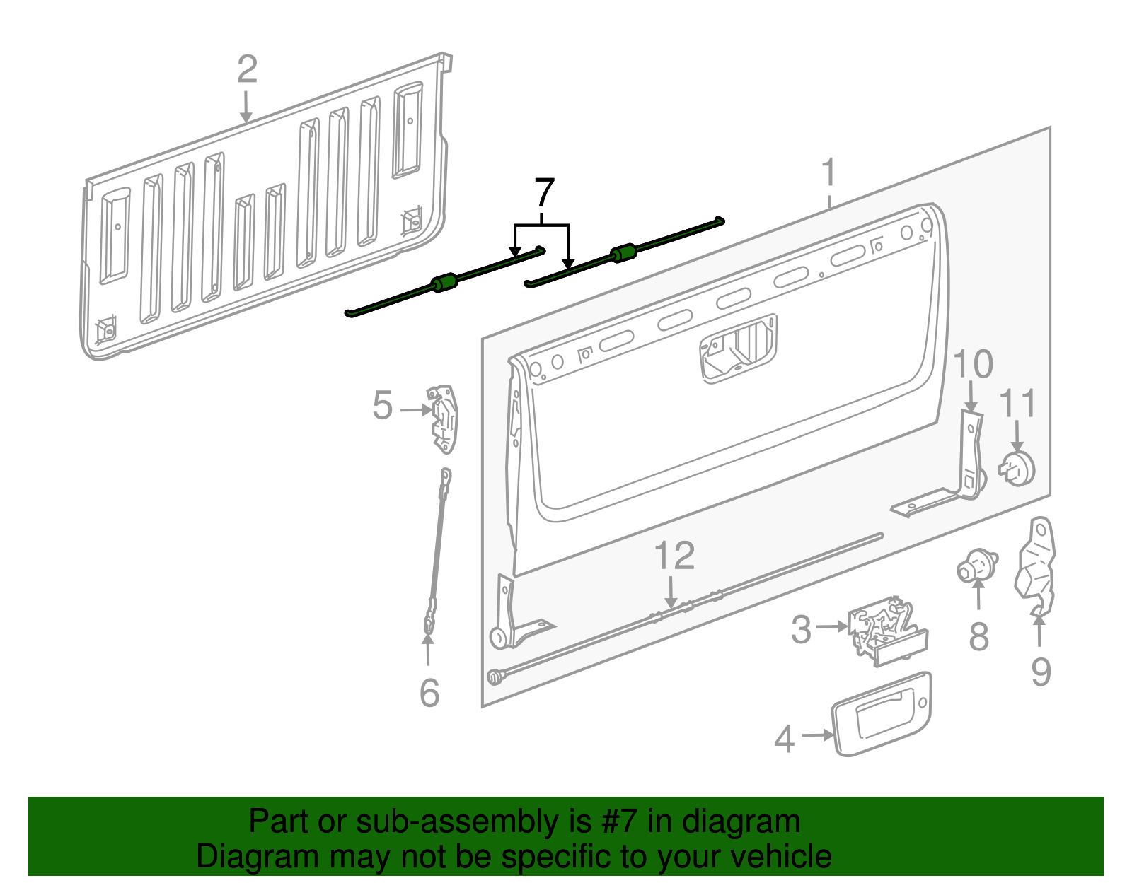 Pickup Box Tailgate Latch Rod - GM (94725410)