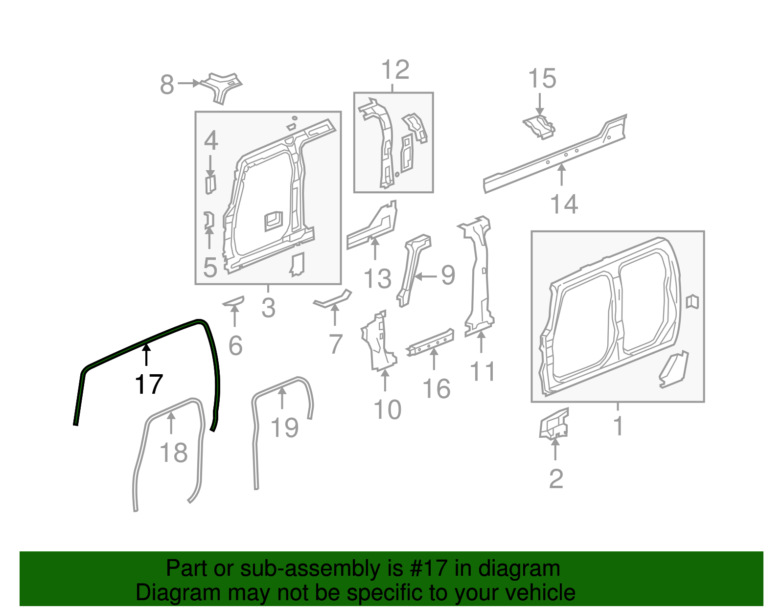 Passenger Side Center Pillar Upper Auxiliary Weatherstrip - GM (94738236)