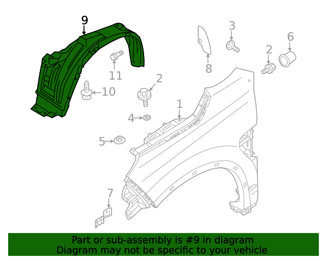63841W030P - Fender Liner 2020-2023 Mitsubishi Outlander Sport 