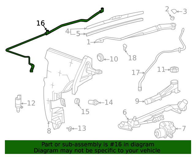 20202022 Cadillac CT5 Windshield Washer Nozzle Hose 84031078