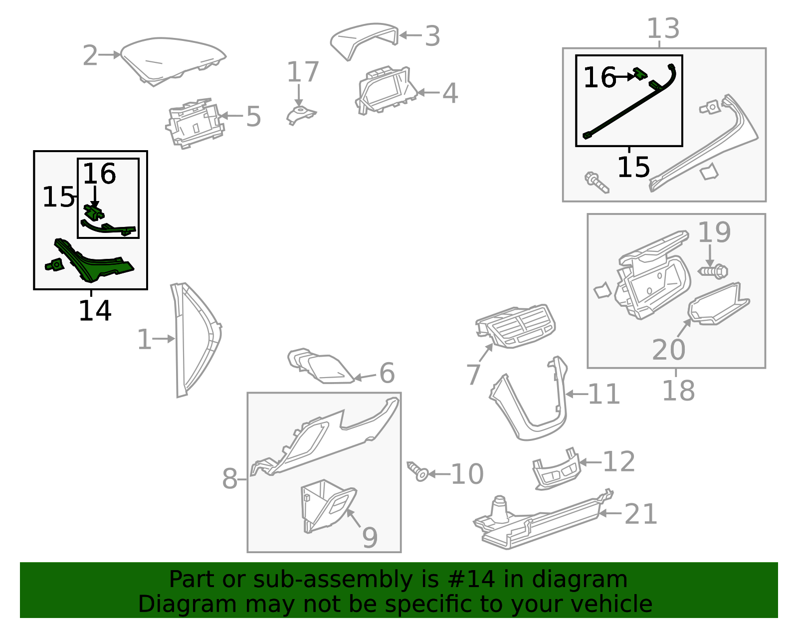 Tilia Silver Wood Driver Side Instrument Panel Upper Trim Panel - GM (95130941)