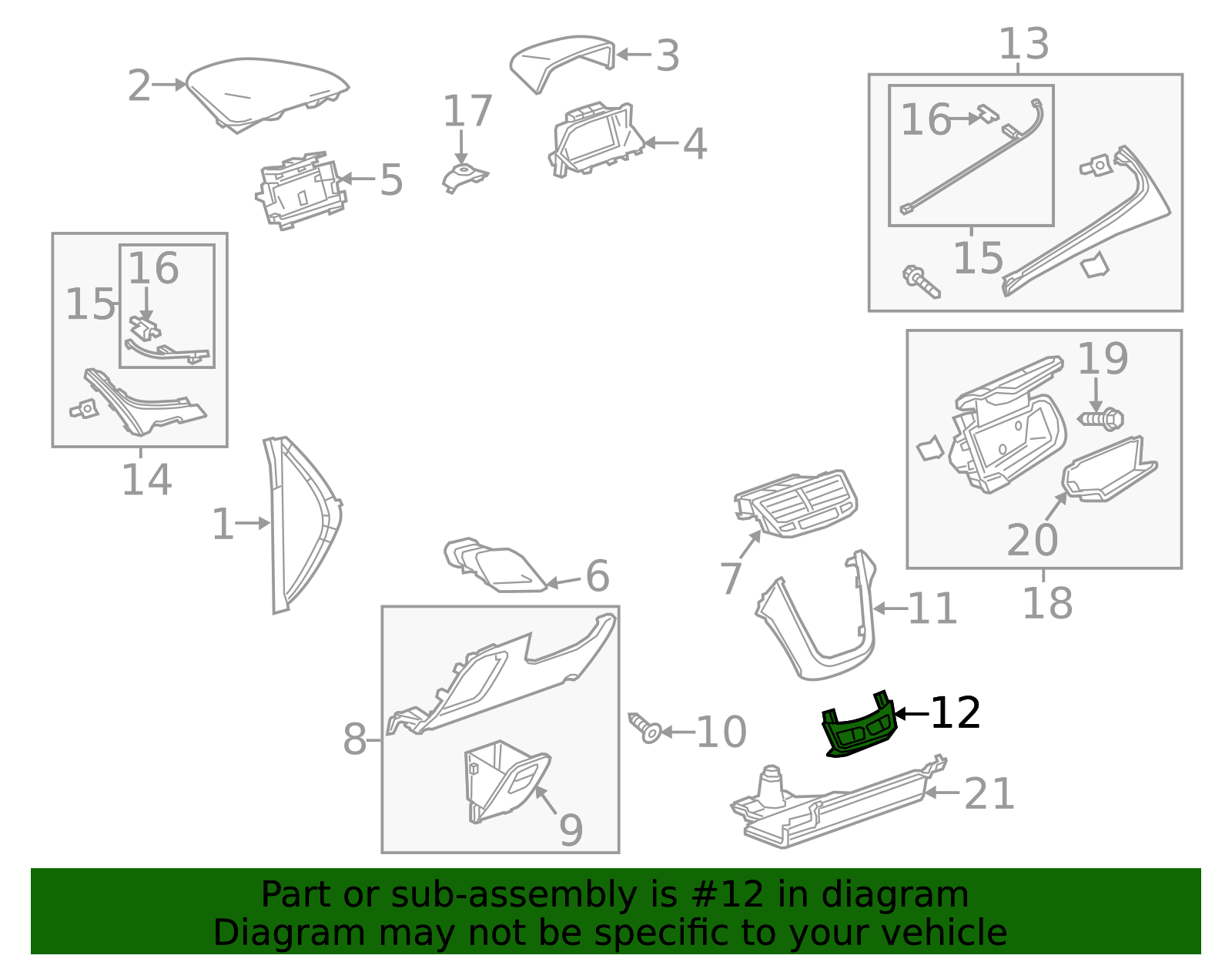 Black Lower Center Instrument Panel Trim Plate Applique - GM (95459691)