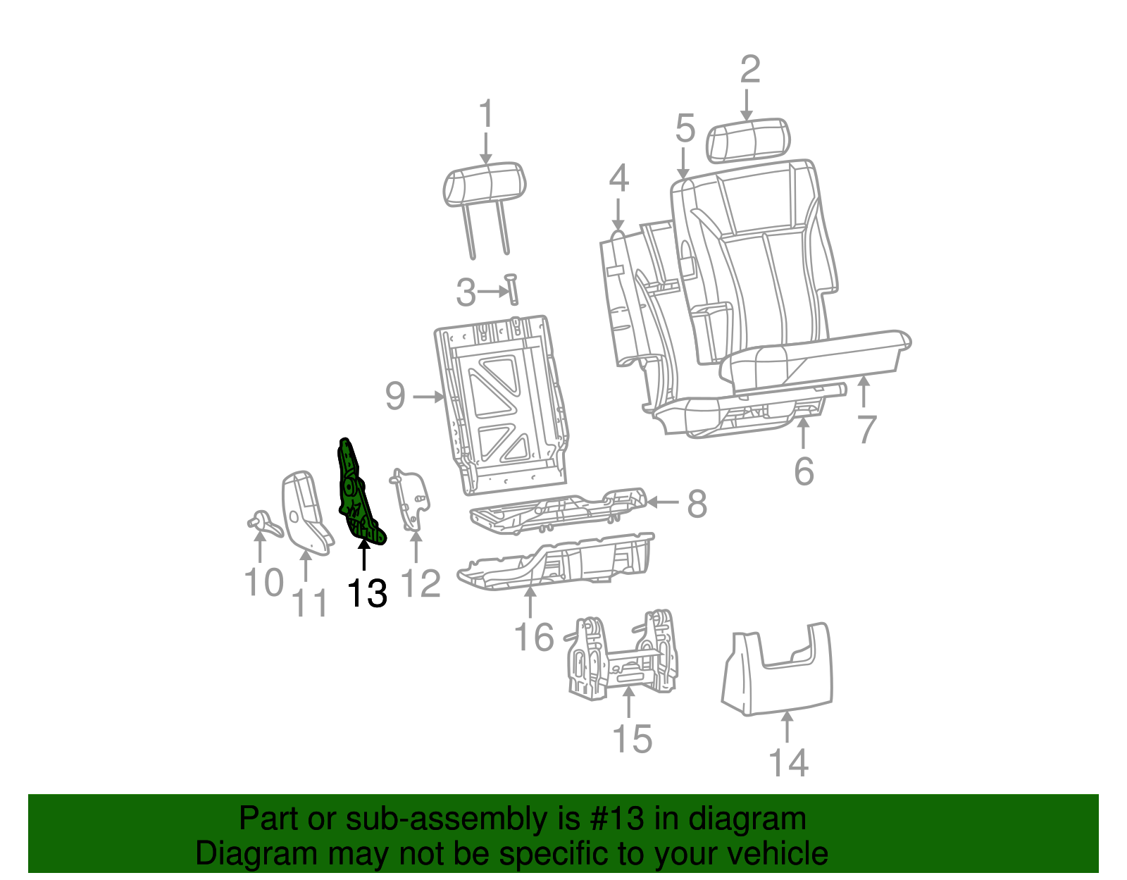 Passenger Side Rear Seat Back Outer Hinge - GM (89041672)