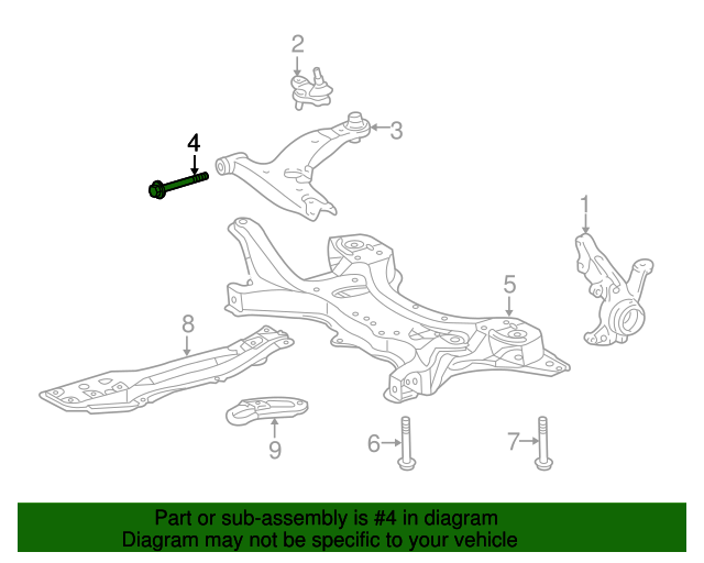 9008011506 Suspension Control Arm Bolt (Left, Right, Front, Lower