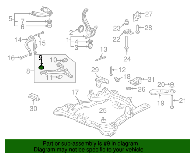 51391SDBA01 Bush Front Compliance 20032007 Honda Accord Honda