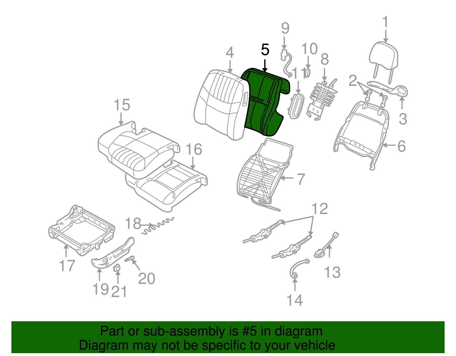 Pad Assembly, P/Seat Black Cushion - GM (88897217)