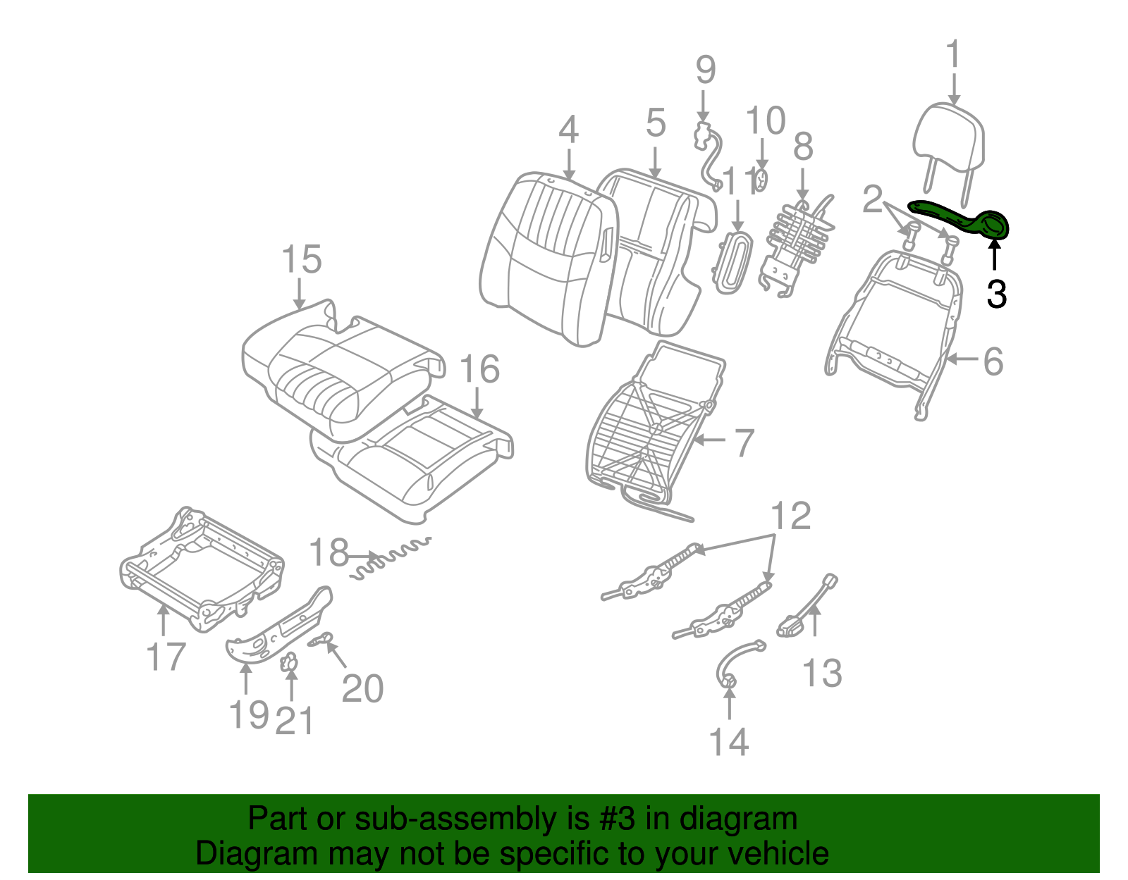 Guide, P/Seat Shldr Belt H/Rst           *Pewter - GM (88893112)