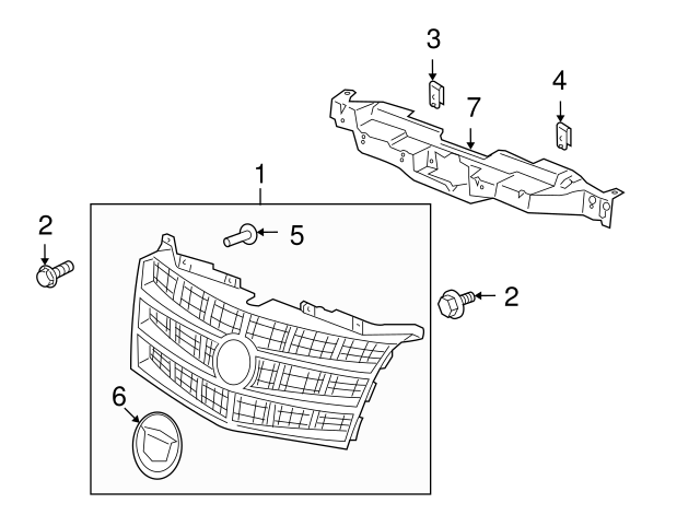 23133253 2008-2014 Cadillac Upper Grille 23139253 | QuirkParts