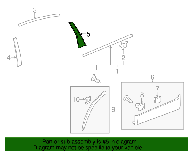 72761T0GA00 Garnish, L Rear Door Pillar (Rear) 20122016 Honda CRV
