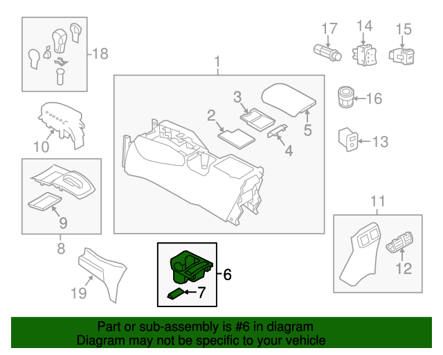 20142017 Nissan Rogue Cup Holder 969124BA1B Nissan Parts Plus