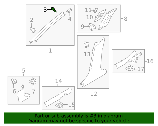 20172023 Kia Windshield Pillar Trim Clip 85815 C1100