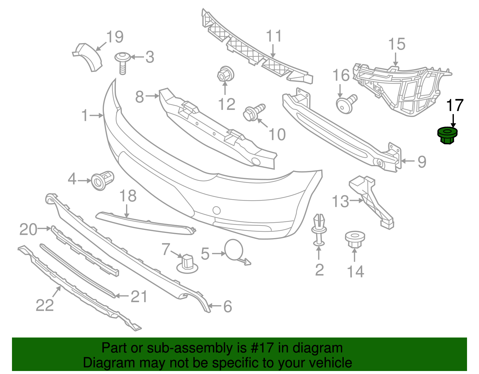 Bumper Cover Support Rail Nut - Volkswagen (N-910-189-01)