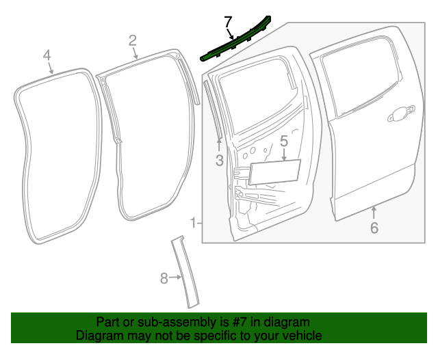 20152022 GM Rear Passenger Side Door Window Belt Reveal Molding