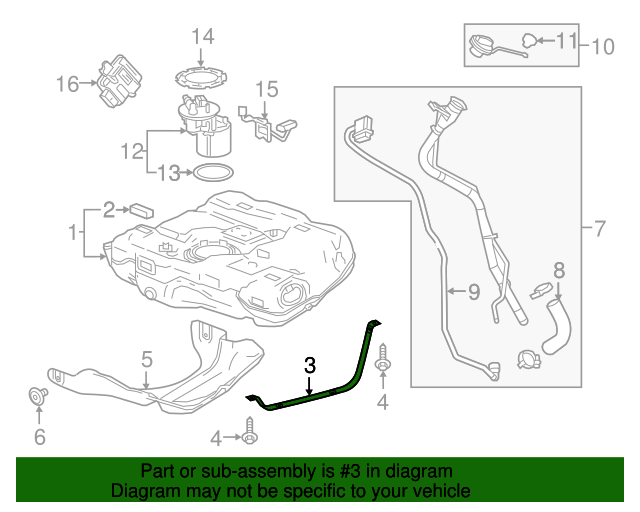 20162022 GM Passenger Side Fuel Tank Strap 23474774