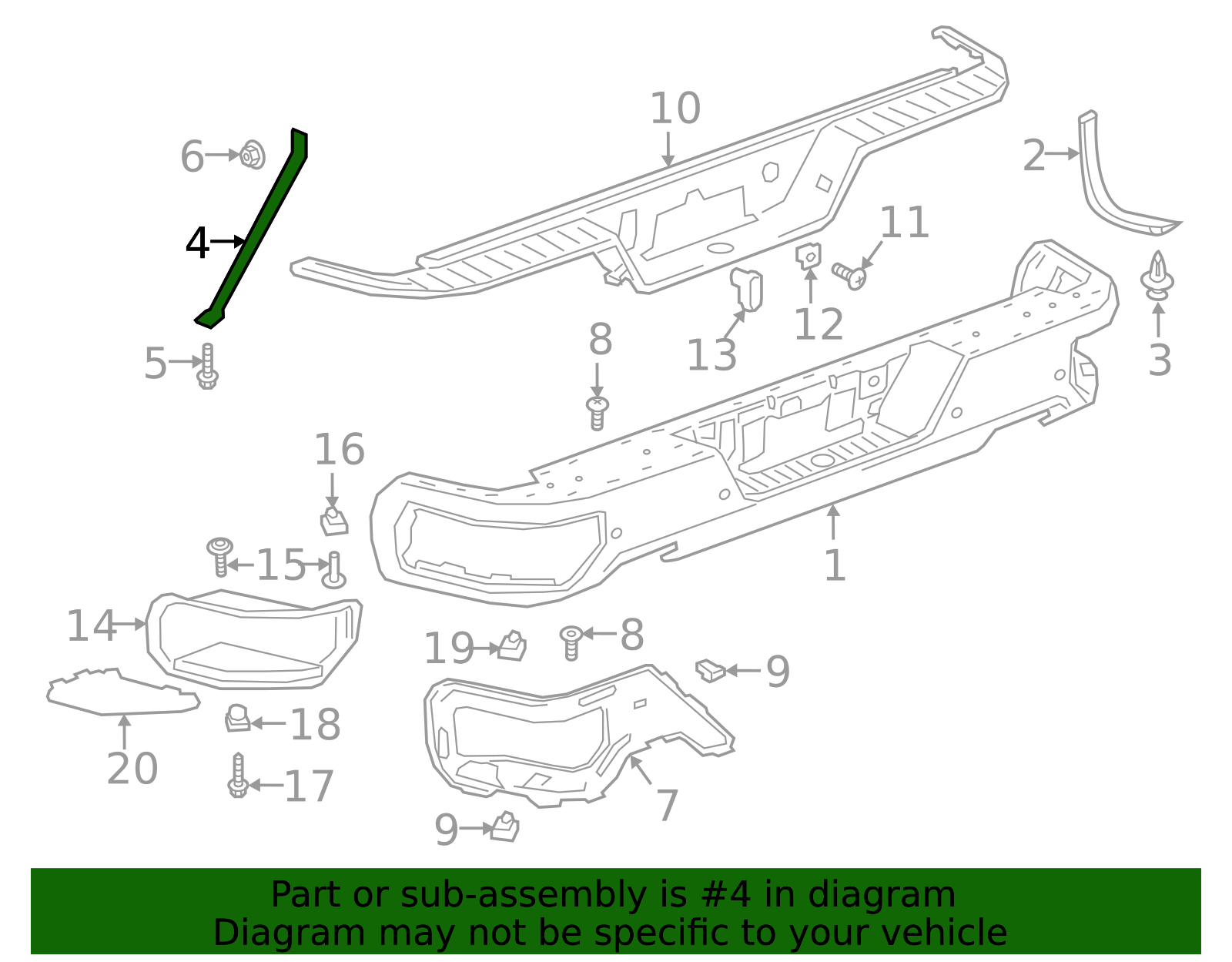 Rear Driver Side Bumper Impact Bar Bracket - GM (84319821)