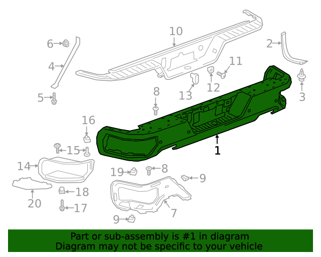 2019-2022 GM Chrome Rear Bumper Impact Bar 84564756 | TascaParts.com
