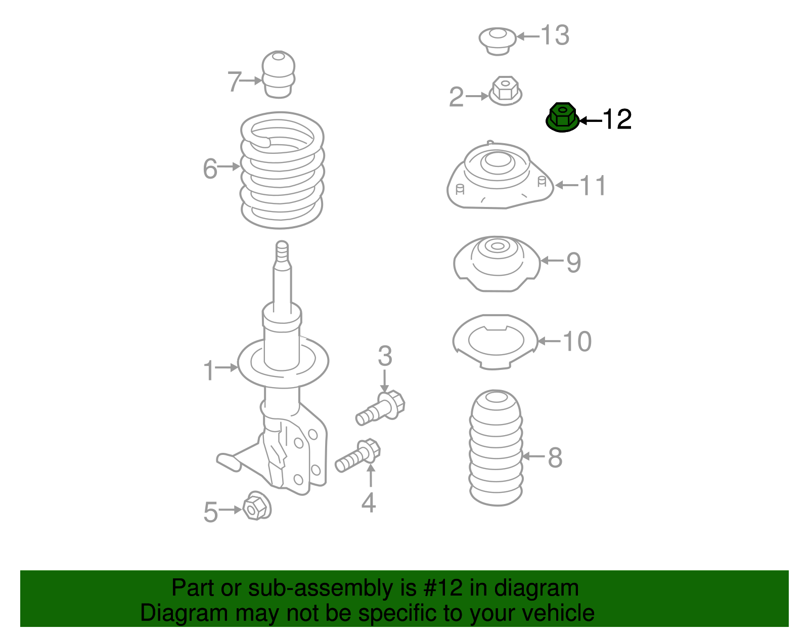 Strut Mount Nut - Scion (SU003-04500)