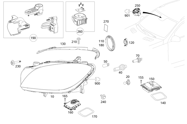 166-906-66-03 - Composite Headlamp - Right - LED 2013-2019  