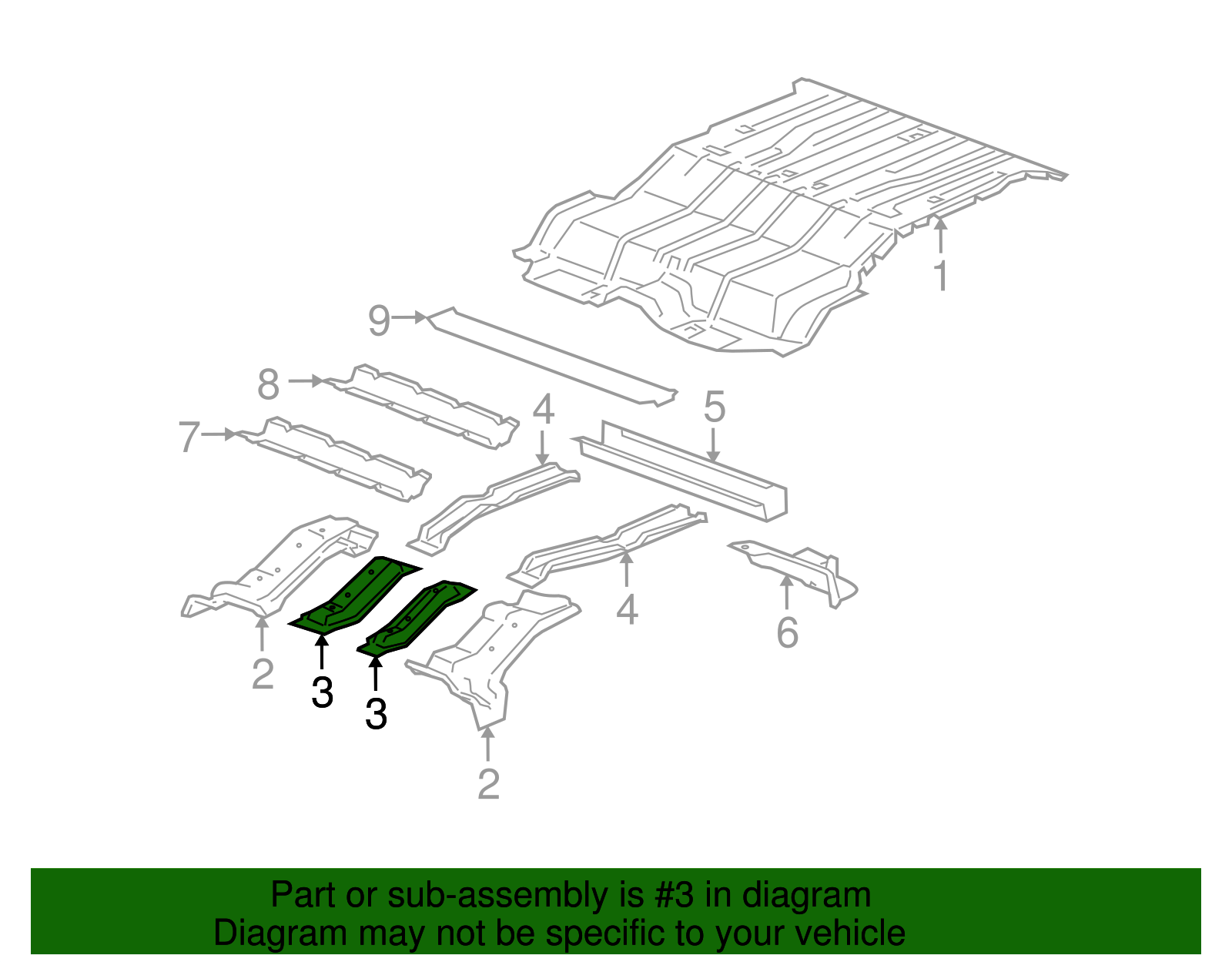 Rail, R/Cmpt Floor Panel Center - GM (15295453)