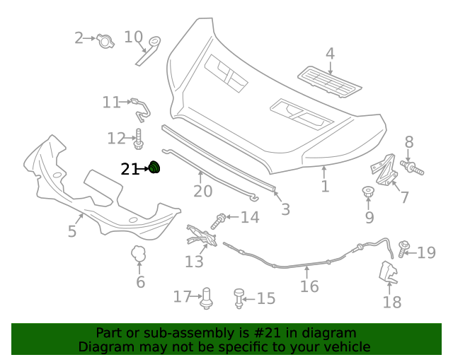 20002020 Ford 20002007 Ford Focus Hood Latch Prop Rod Hinge Nut