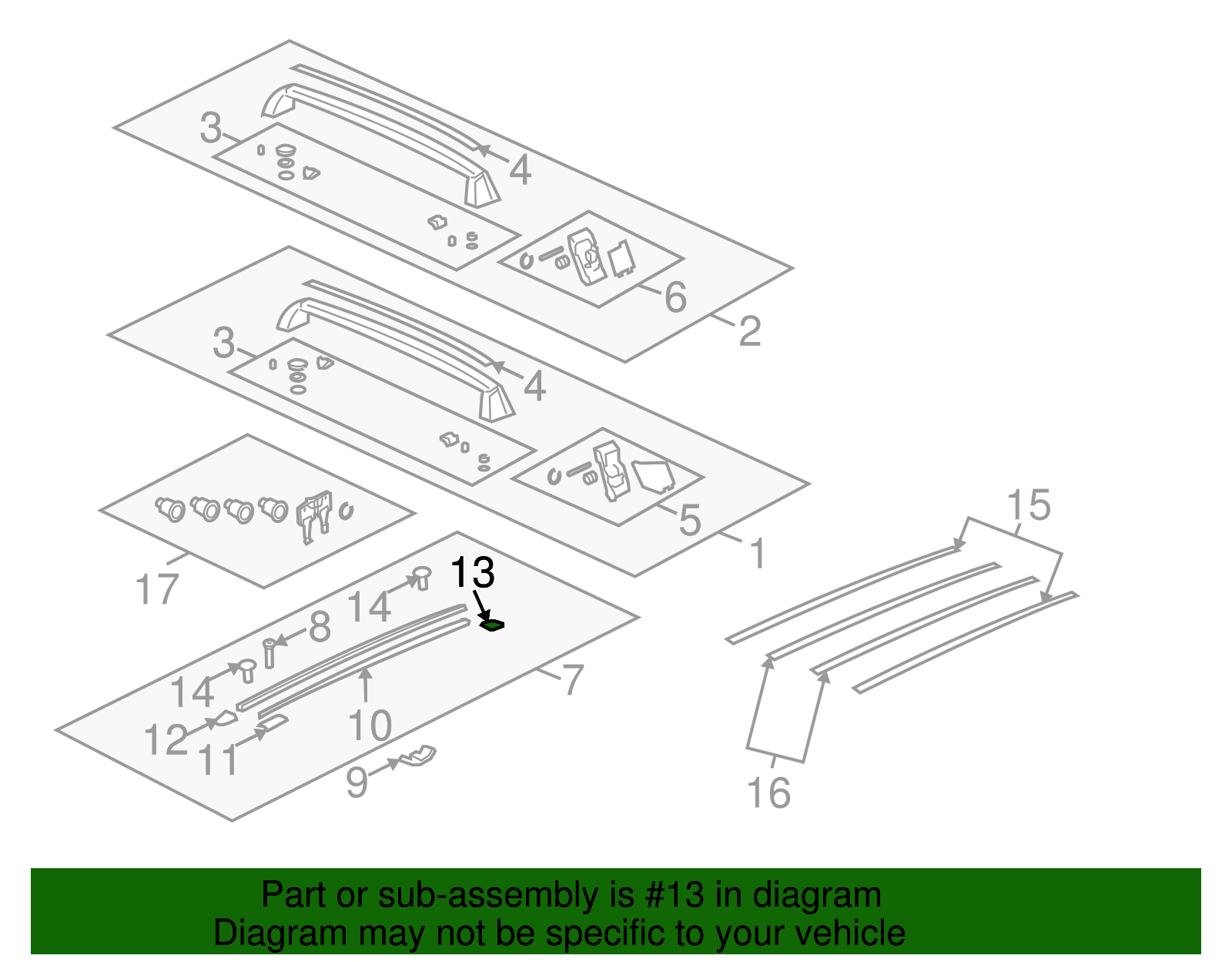 Roof Luggage Carrier Side Rail Cap - Volkswagen (7L0-861-331-E-8Z8)