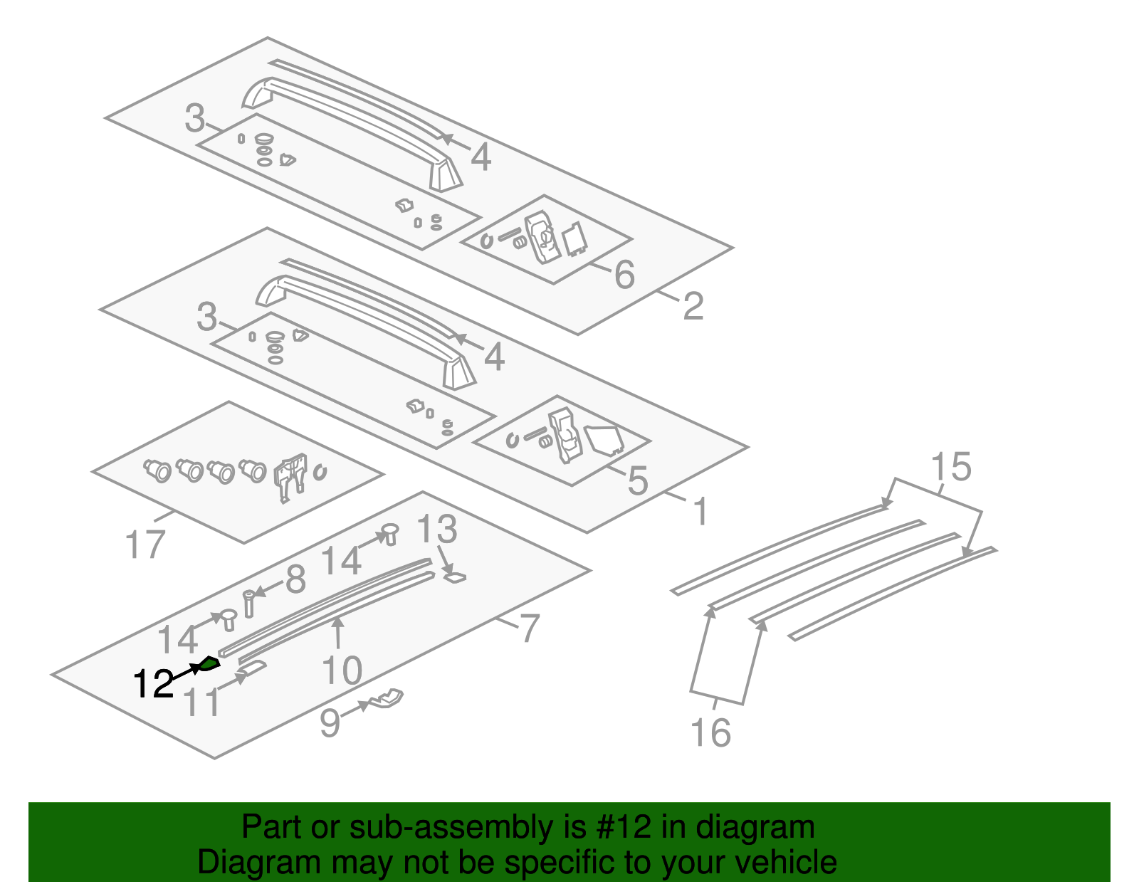 Roof Luggage Carrier Side Rail Cap - Volkswagen (7L0-860-187-D-01C)