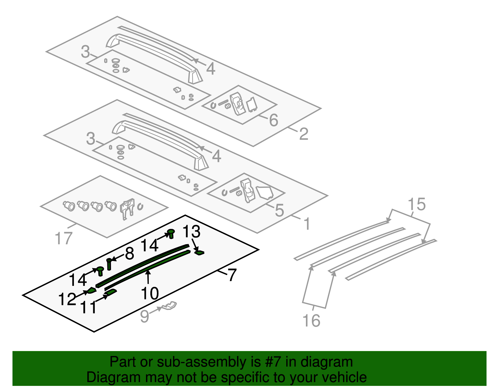 Roof Luggage Carrier Side Rail - Volkswagen (7L6-860-182-F-QRC)