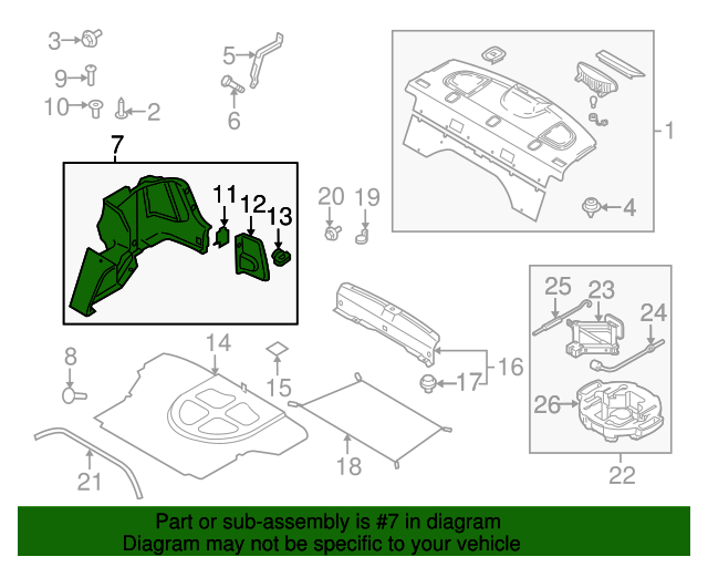 20072009 Kia Spectra Trunk Side Trim Driver's Side (LH) 857302F160