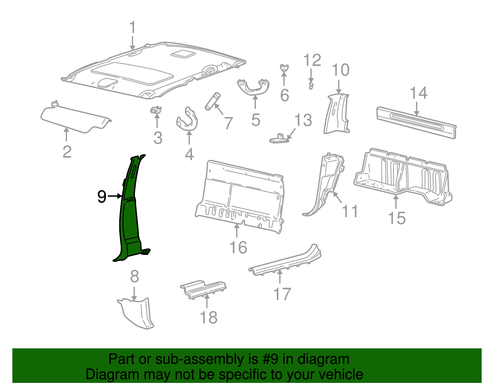 Center Pillar Trim - Ford (YL7Z-7824356-AAD)