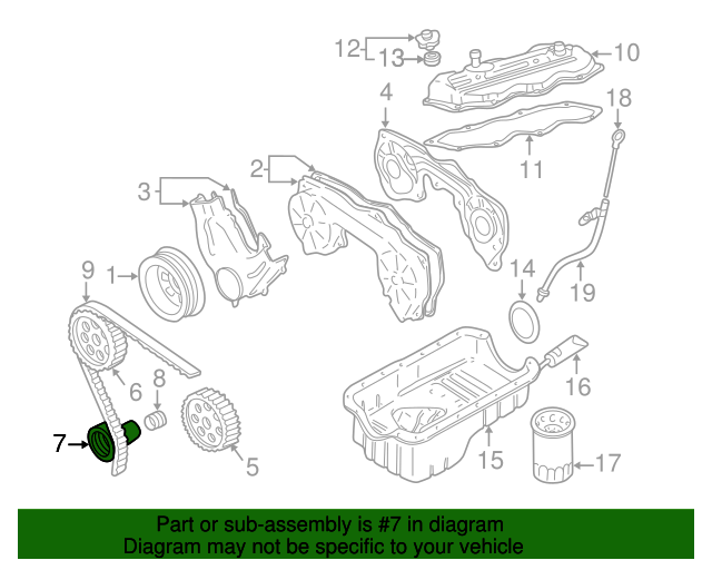 19842004 Nissan Timing Belt Tensioner Pulley (s12 Z31 D21 Wd21 Wd22 R50 D22 +more) 1307042L00