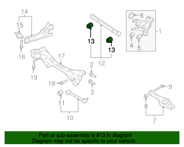 20072012 Hyundai Elantra Rear Lateral Arm Bushing 551181D000 OEM