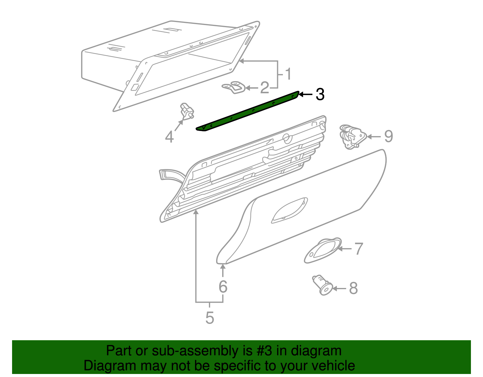 Hinge Assembly, I/P Compt - GM (09181027)