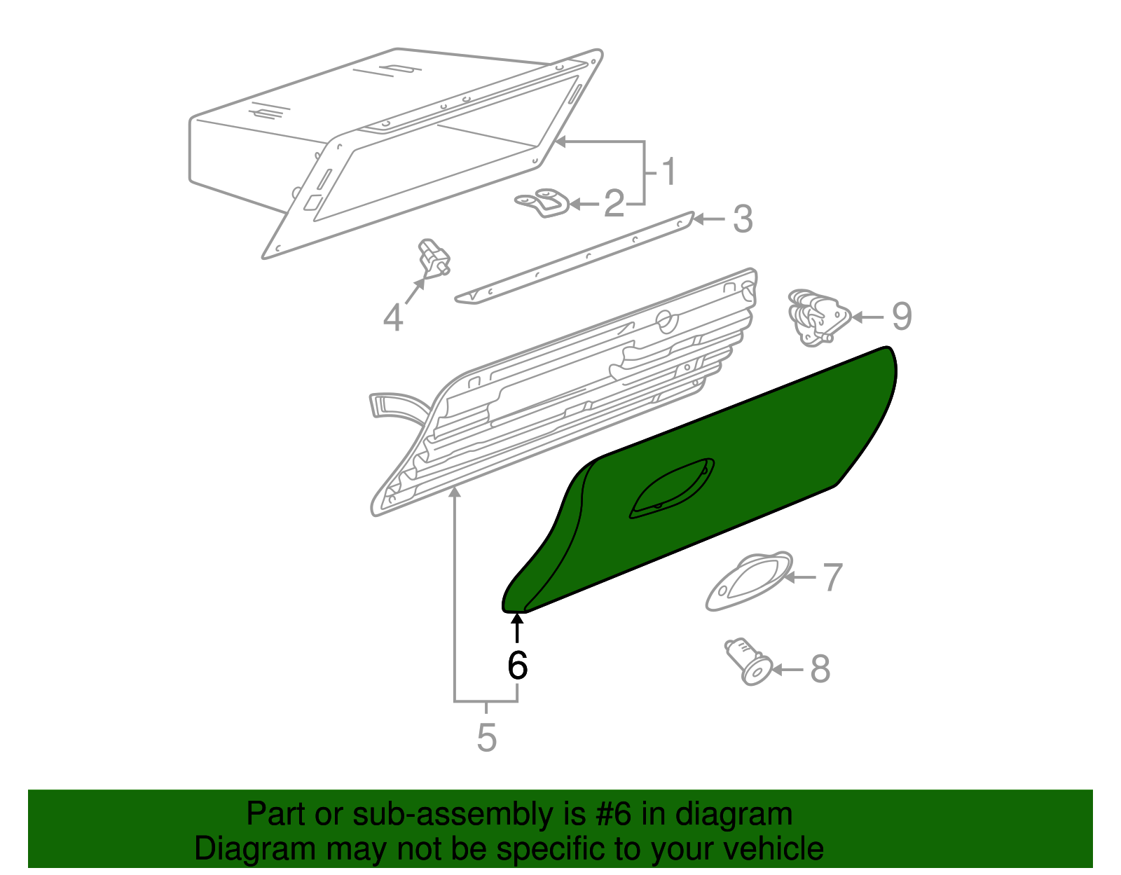 Door Assembly, I/P Compt                      *Ebony - GM (09138465)