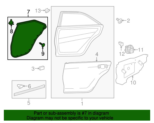 20152017 Toyota Camry Surround WeatherStrip Rear Door, Toyota Camry