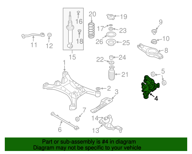 20042008 Nissan Maxima Driver Left Rear Suspension Spindle Knuckle