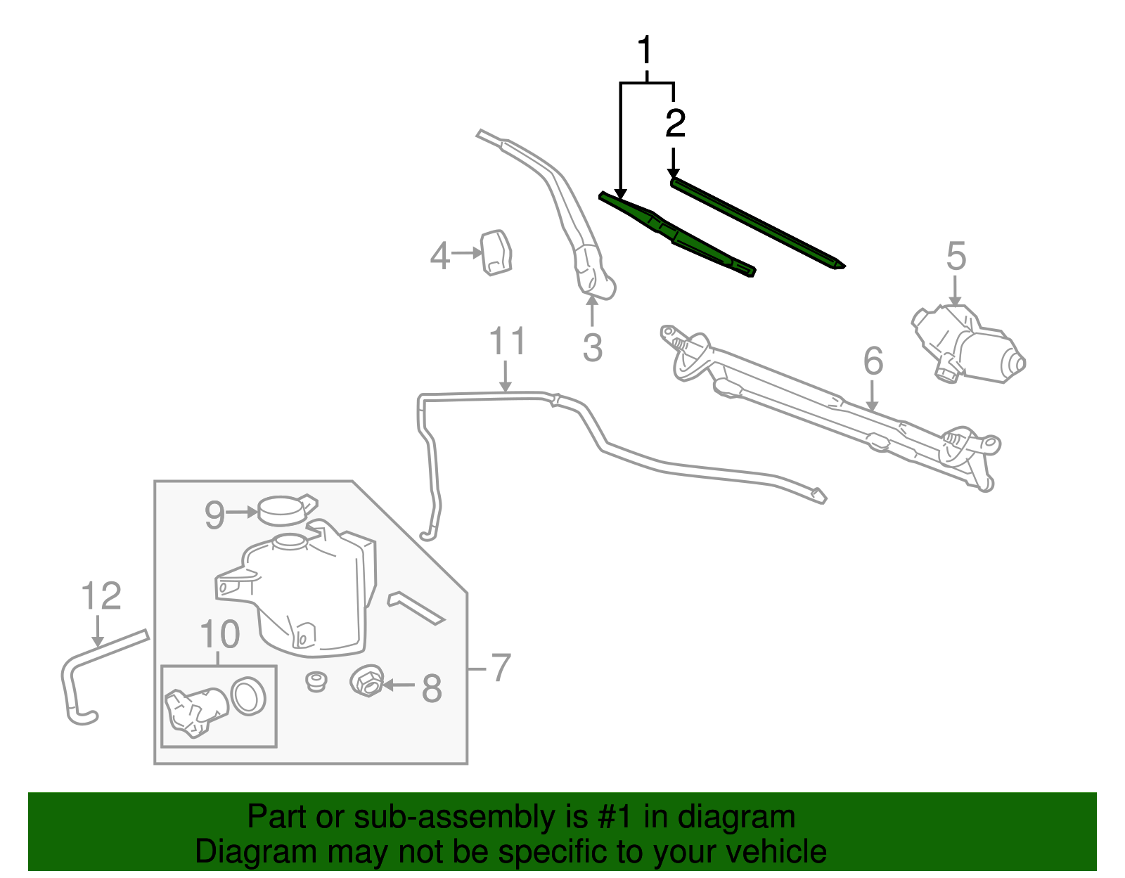 Passenger Side Windshield Wiper Blade, 15.75 in - GM (10389563)