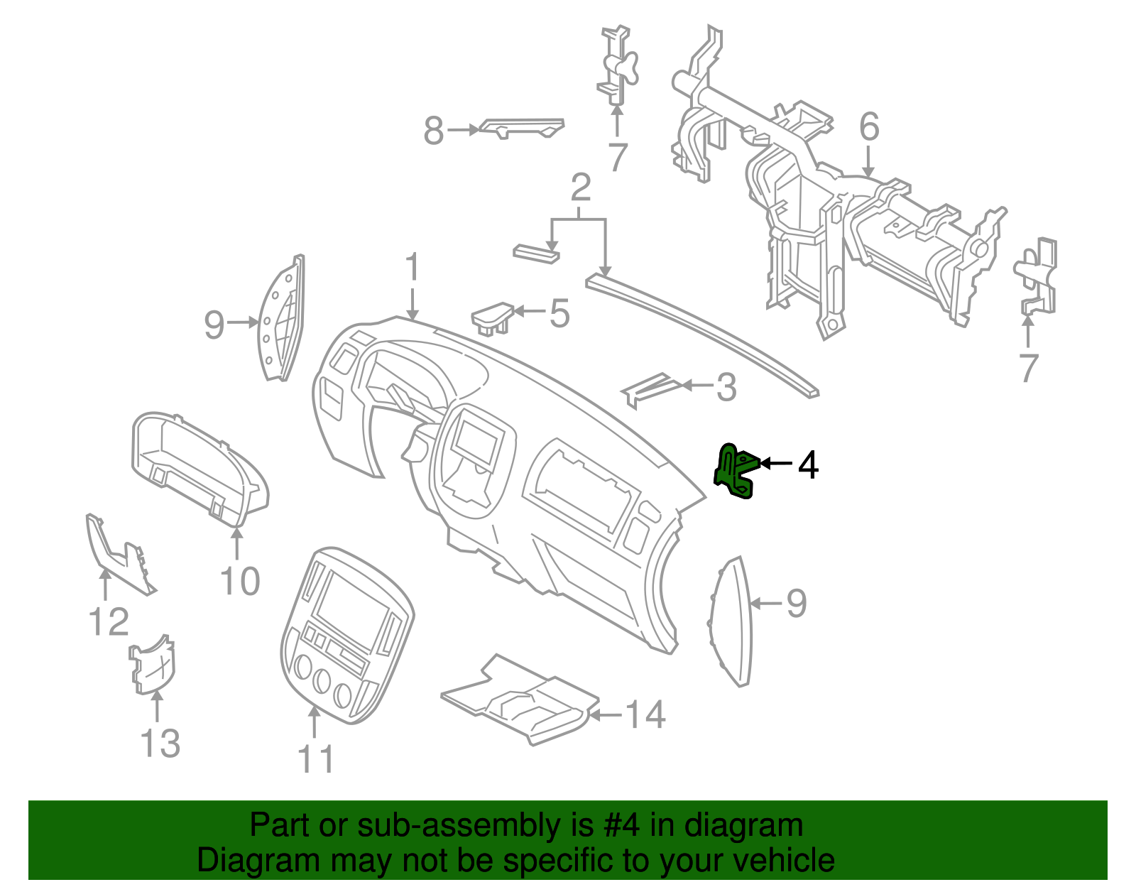 Instrument Panel Catch - Ford (YL8Z-7806064-AA)