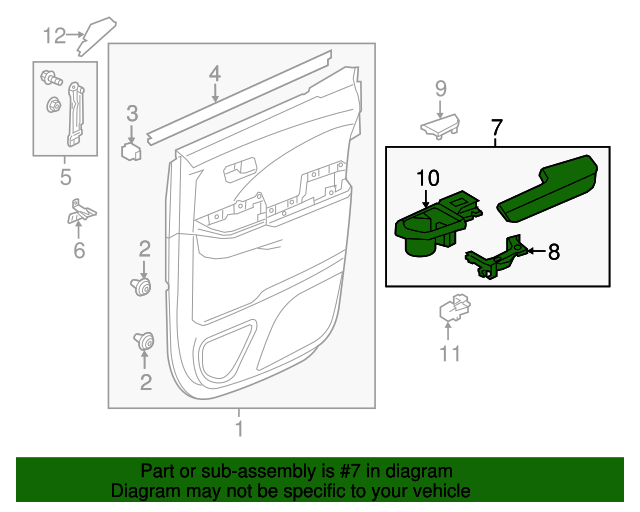 20172020 Honda Ridgeline Armrest Assembly, L Front Door Lining *NH836L
