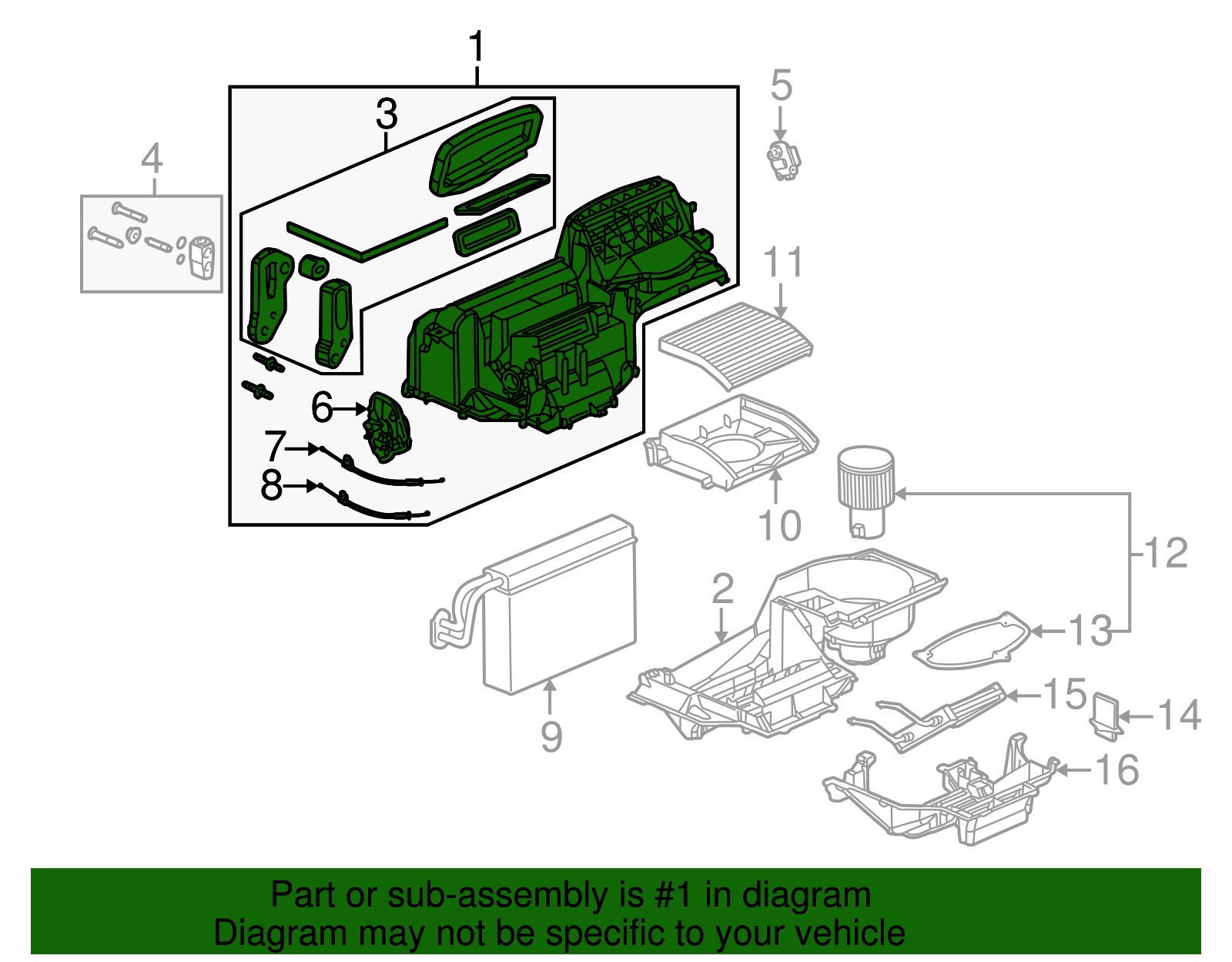 Case Assembly, A/C Evpr - GM (89019172)