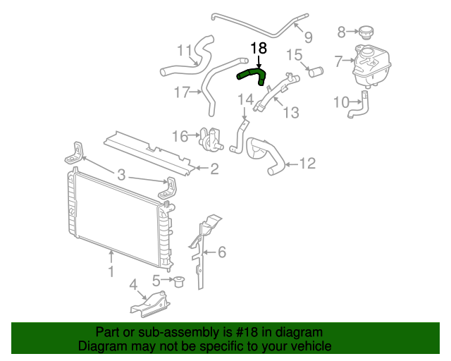 Engine Coolant Reservoir Hose GM (15863393)