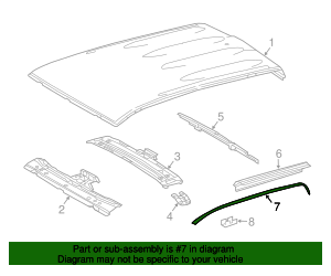 2016-2020 Toyota Tacoma Roof Drip Molding (Right) 75551-04071 | Longo