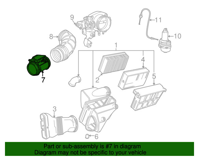 13621707650 19972001 BMW Z3 Mass Air Flow Sensor (13621707650