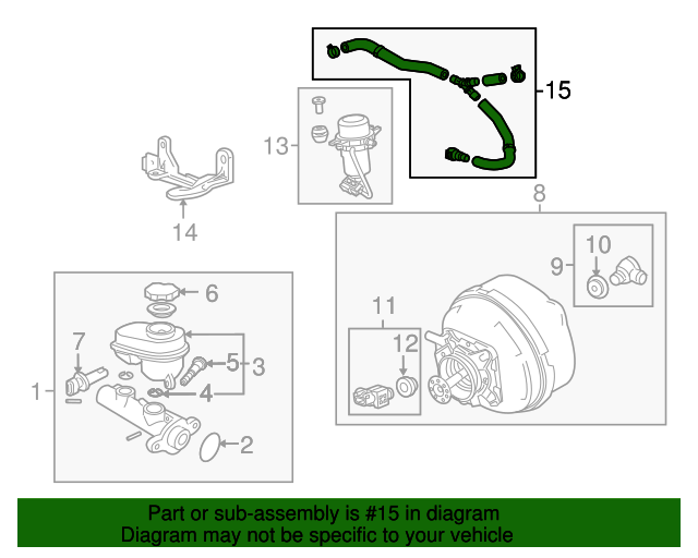 20102014 Cadillac CTS Power Brake Booster Vacuum Hose Assembly