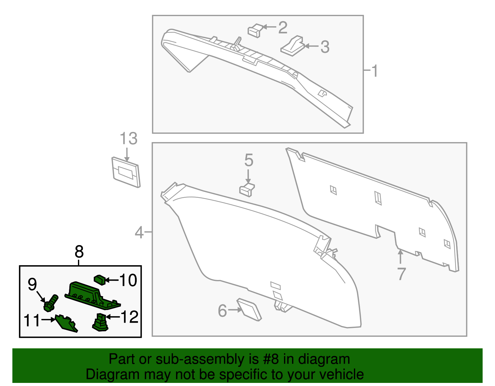 Dark Titanium Liftgate Trim Panel Pull Cup - GM (84041292)