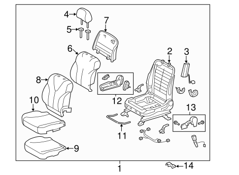 Passenger Seat Components for 2007 Toyota Camry #2