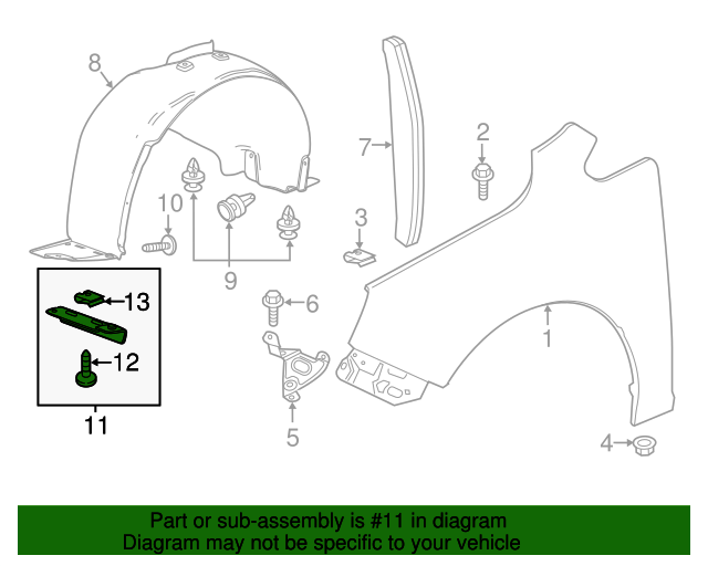 22836134 Front Tire Air Deflector 20122017 Buick Verano Chevrolet