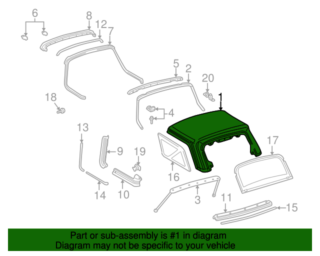 19981999 Toyota RAV4 Convertible Top 658010W010C0 Toyota Parts