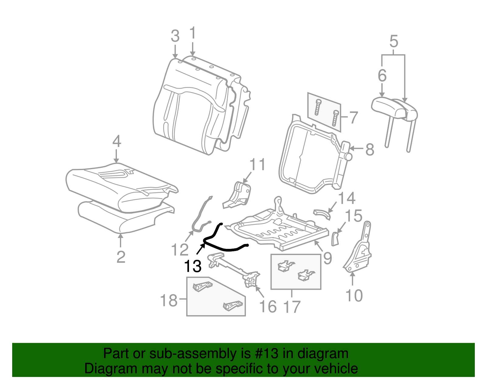 Cable, R/Seat #2 Black Cushion Lat - GM (12478355)