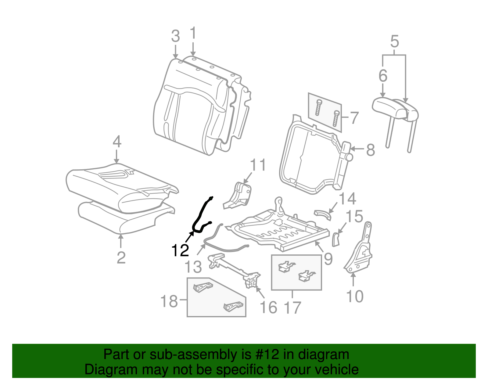 Rear Seat Number 2 Back Latch Release Cable - GM (12478354)
