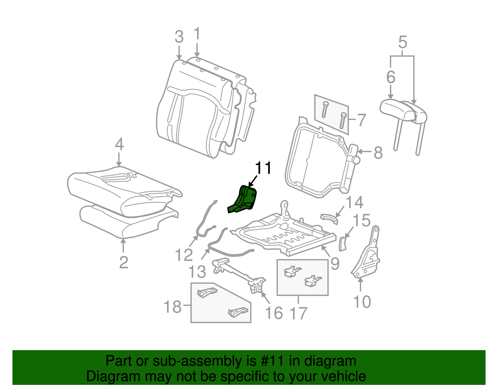 Cover, R/Seat #2 Black Cushion Lat - GM (88943886)